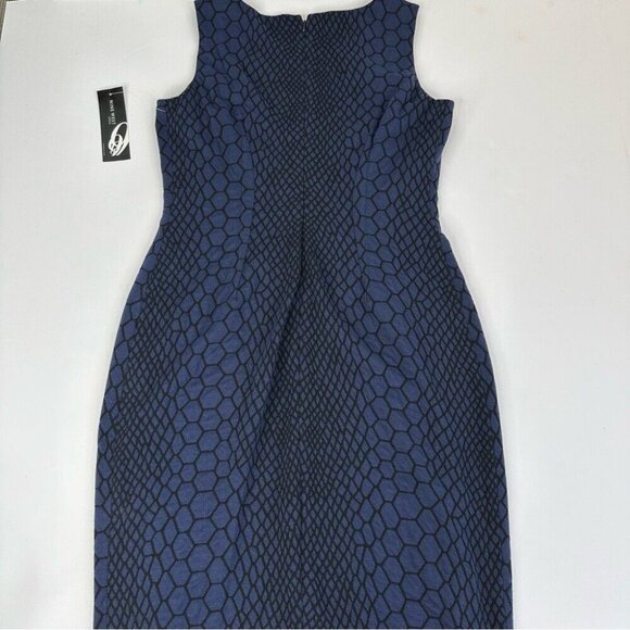 Nine West Women's NWT Blue On The Town Snakeskin Print Siren Career Dress 6/C34 - Picture 7 of 14